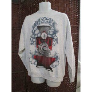 Vintage 90s Train Sweatshirt Steam Engine Double Sided Vintage 90s XL Locomotive